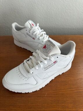 Reebok White Leather Classic Low-Top Sneakers